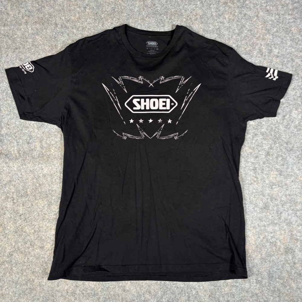 Shoei Helmets T-Shirt Mens XXL Black Motorcycle Graphic Logo Tee 100% Cotton s/s